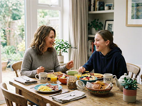 Breakfast at the dining table